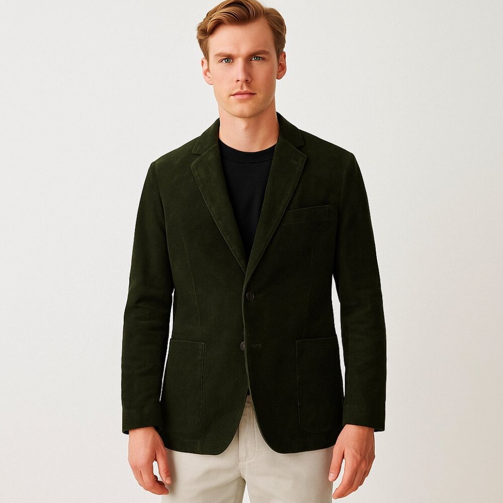 Club Monaco Dark Green Corduroy Blazer Jacket Casual Soft Sport Coat L Large